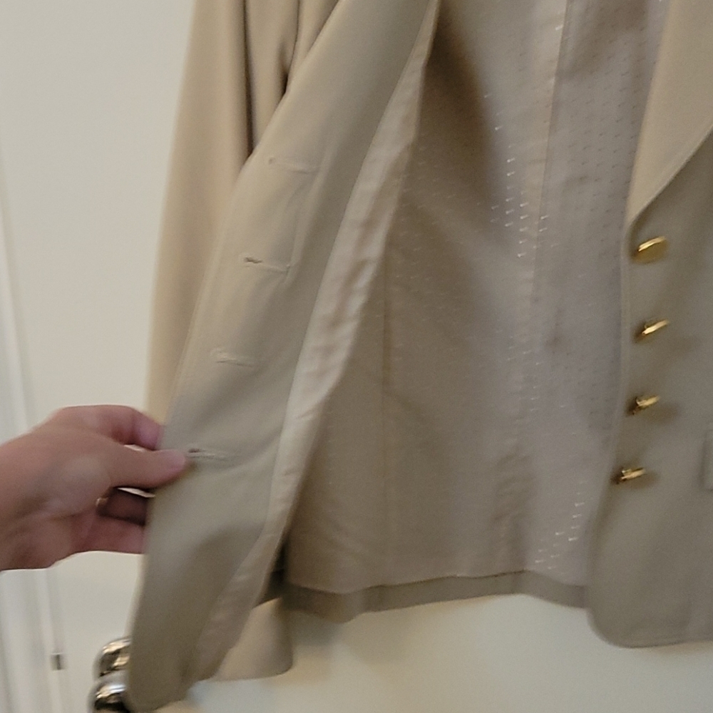 Vtg JULIANA COLLEZIONE Luxury Tailored  Oatmeal Office Blazer Suit Coat - Picture 7 of 10